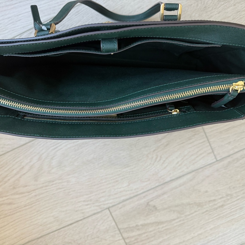 Tory Burch Forest Green Tote with Gold Accents - Picture 4 of 12